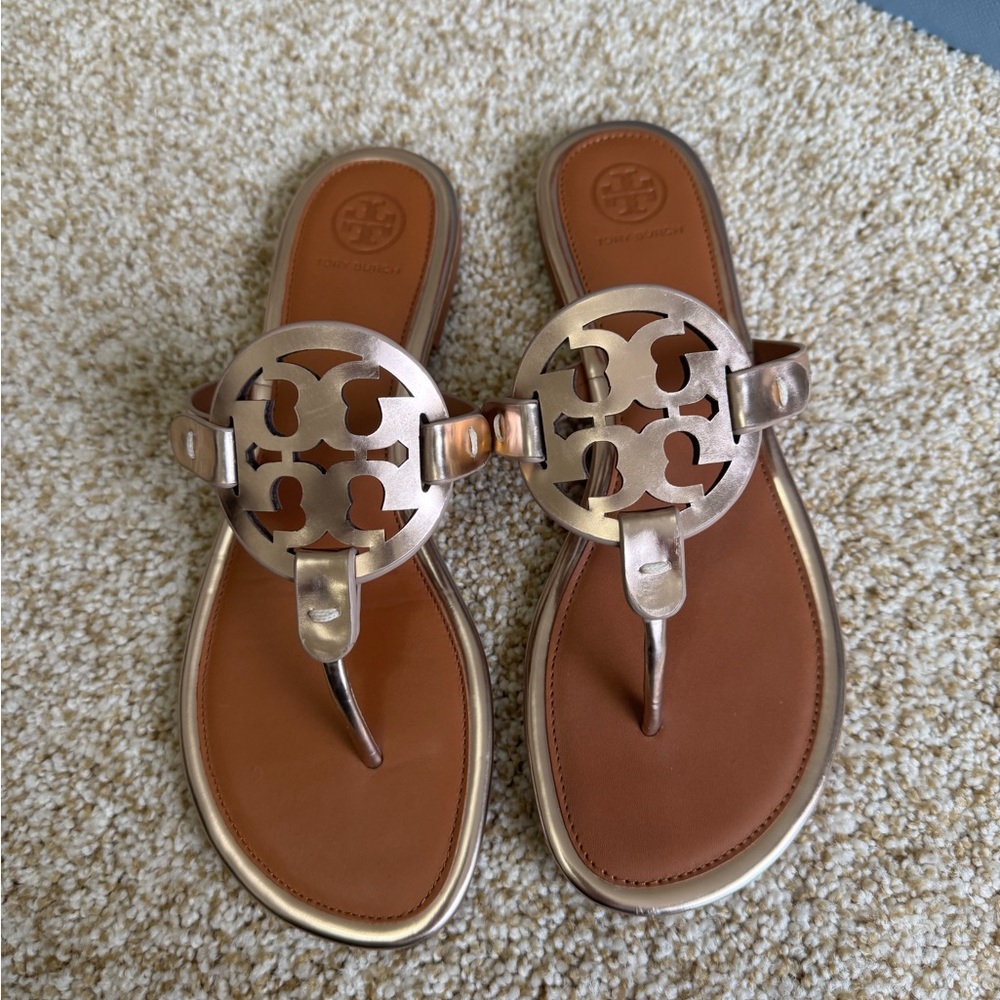 Authentic Tory Burch Rose Gold Metallic Sandals